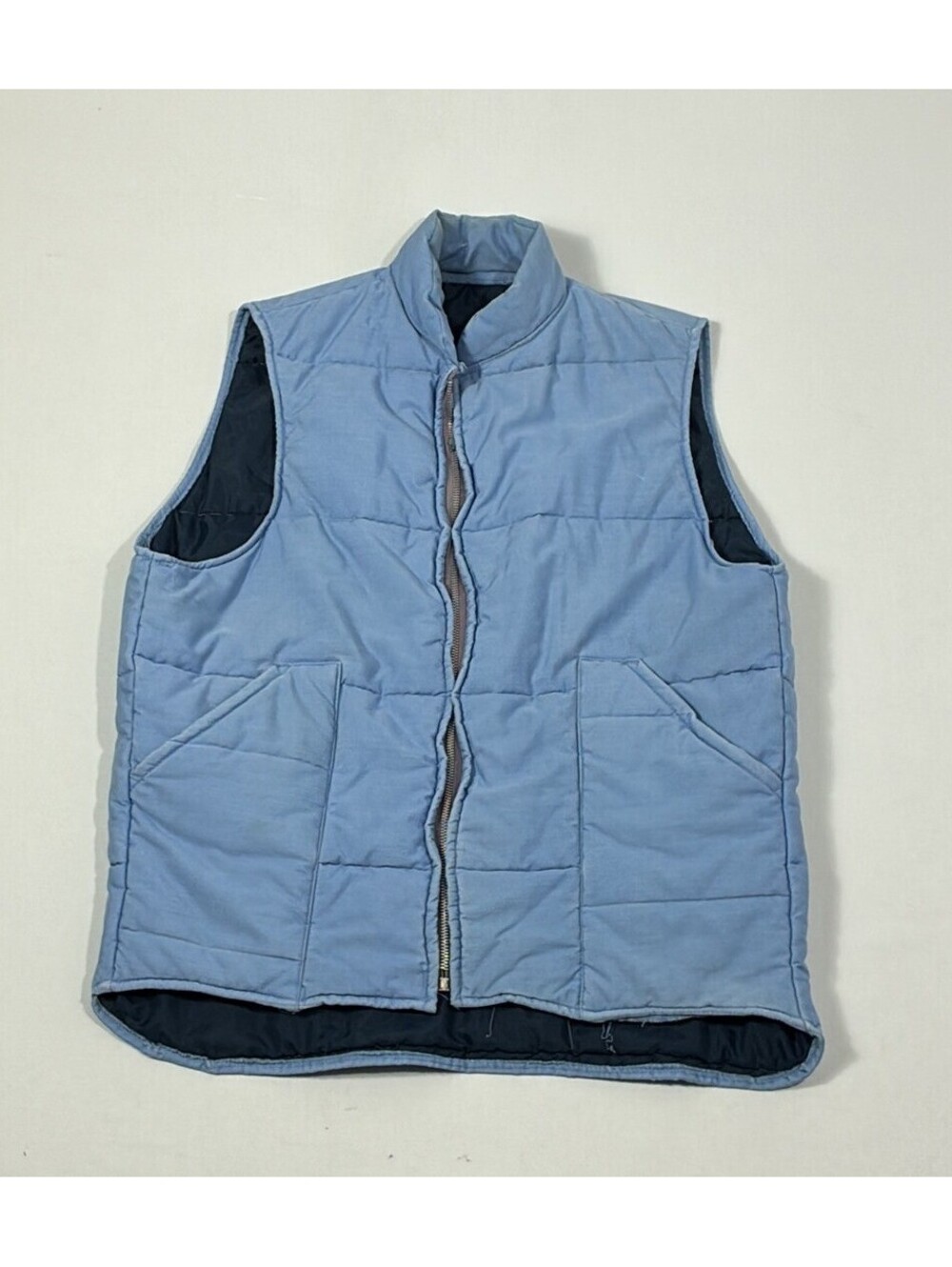 70s Vintage Quilted Puffer Vest Light Blue Gorpcore